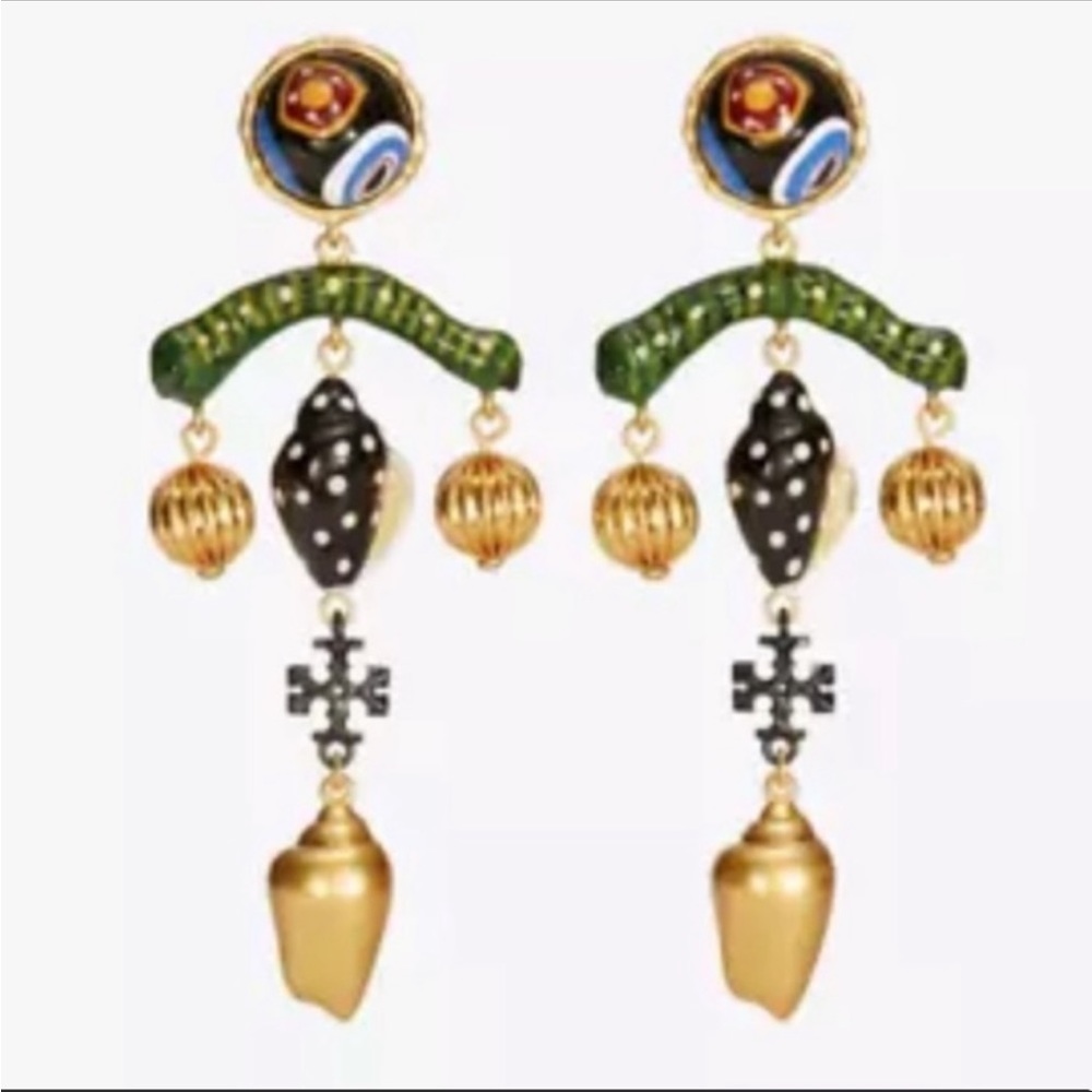 Tory Burch final sale Roxanne charms hand painted statement earrings - Picture 1 of 7